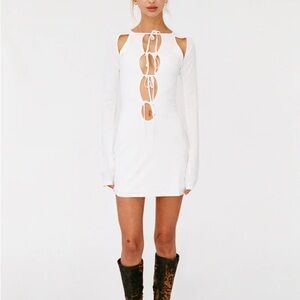 With Jéan Midnight long sleeve cut out mini dress in white